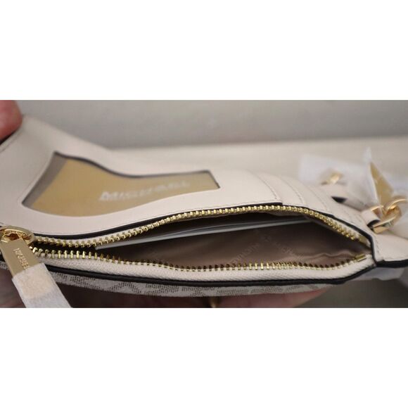 Michael Kors Women's Light Cream Logo Smartphone Crossbody Bag w/Card Holder - Picture 8 of 10